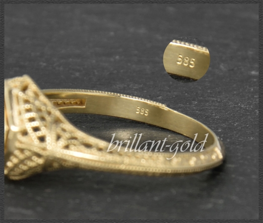 Solitär Ring 0,63ct Brillant im Antik Design,  585 Gold